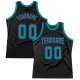 Men's Custom Black Teal-Red Authentic Throwback Basketball Jersey